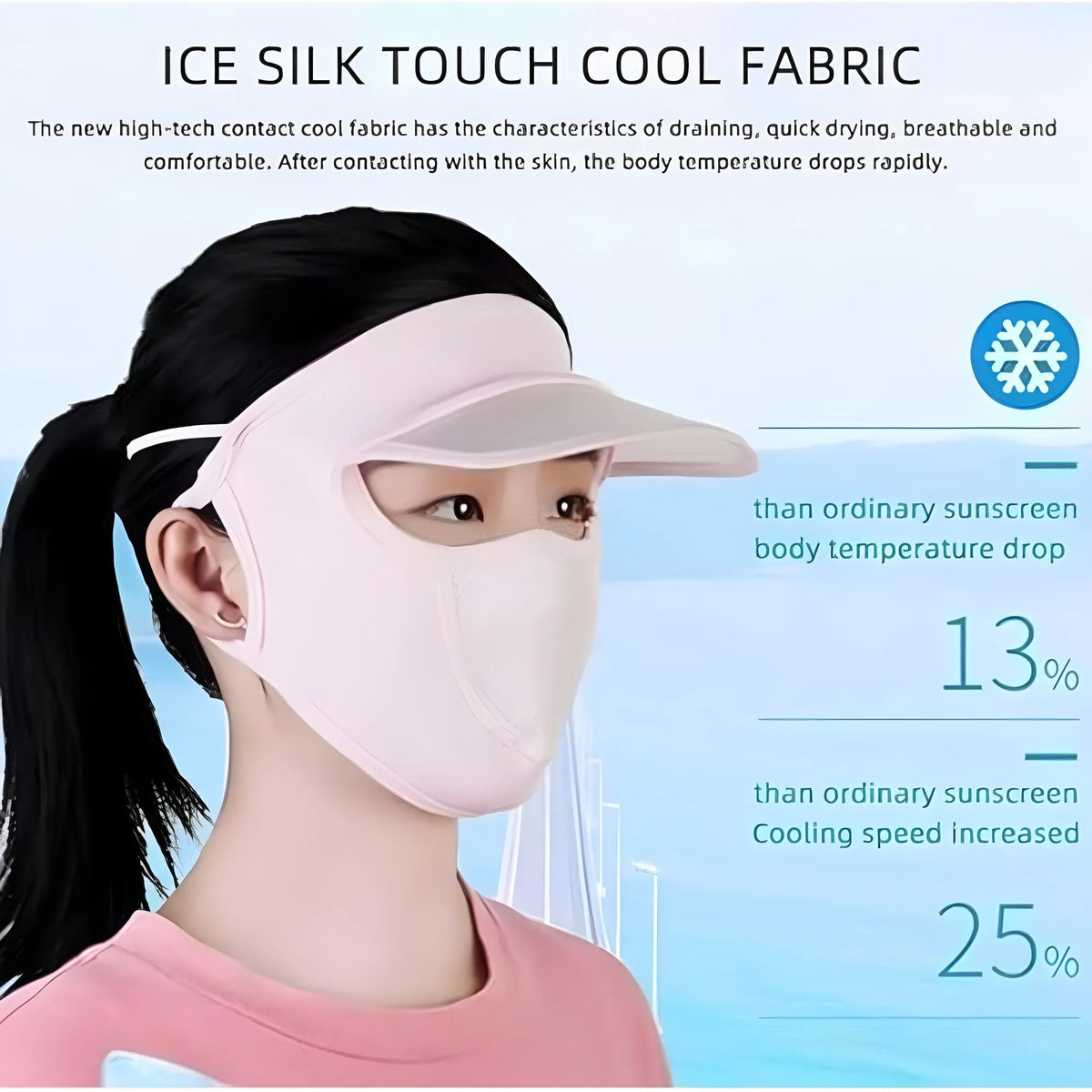 Elastic Women Cap With Mask (Multicolor)