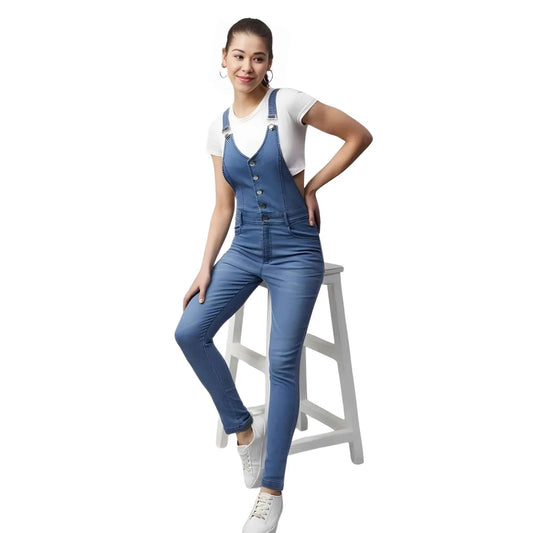 Azure Celeste Buttoned Dungaree