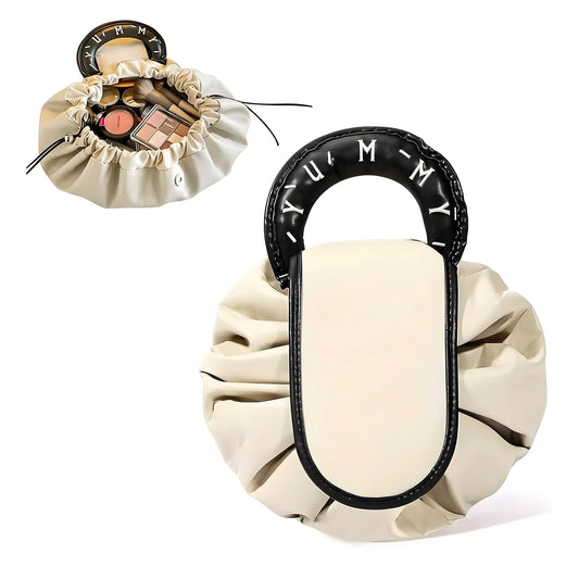 Polyester Lazy Makeup Organizer Bag (Beige-Black)