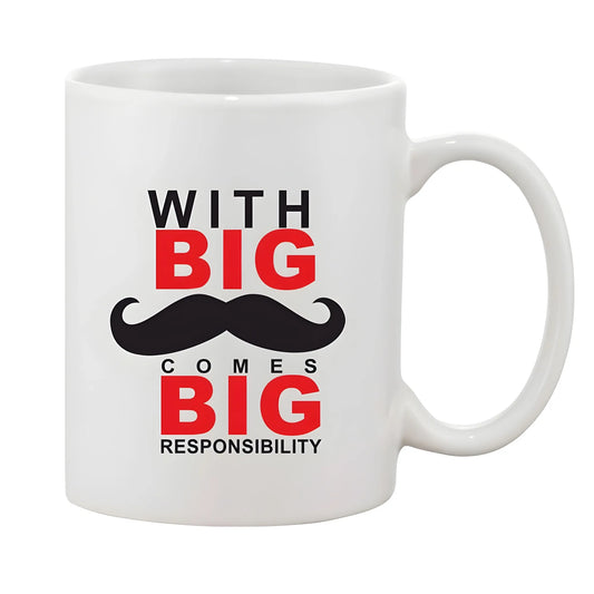 Printed Ceramic Coffee Mug - 1 Pieces, White, 11oz