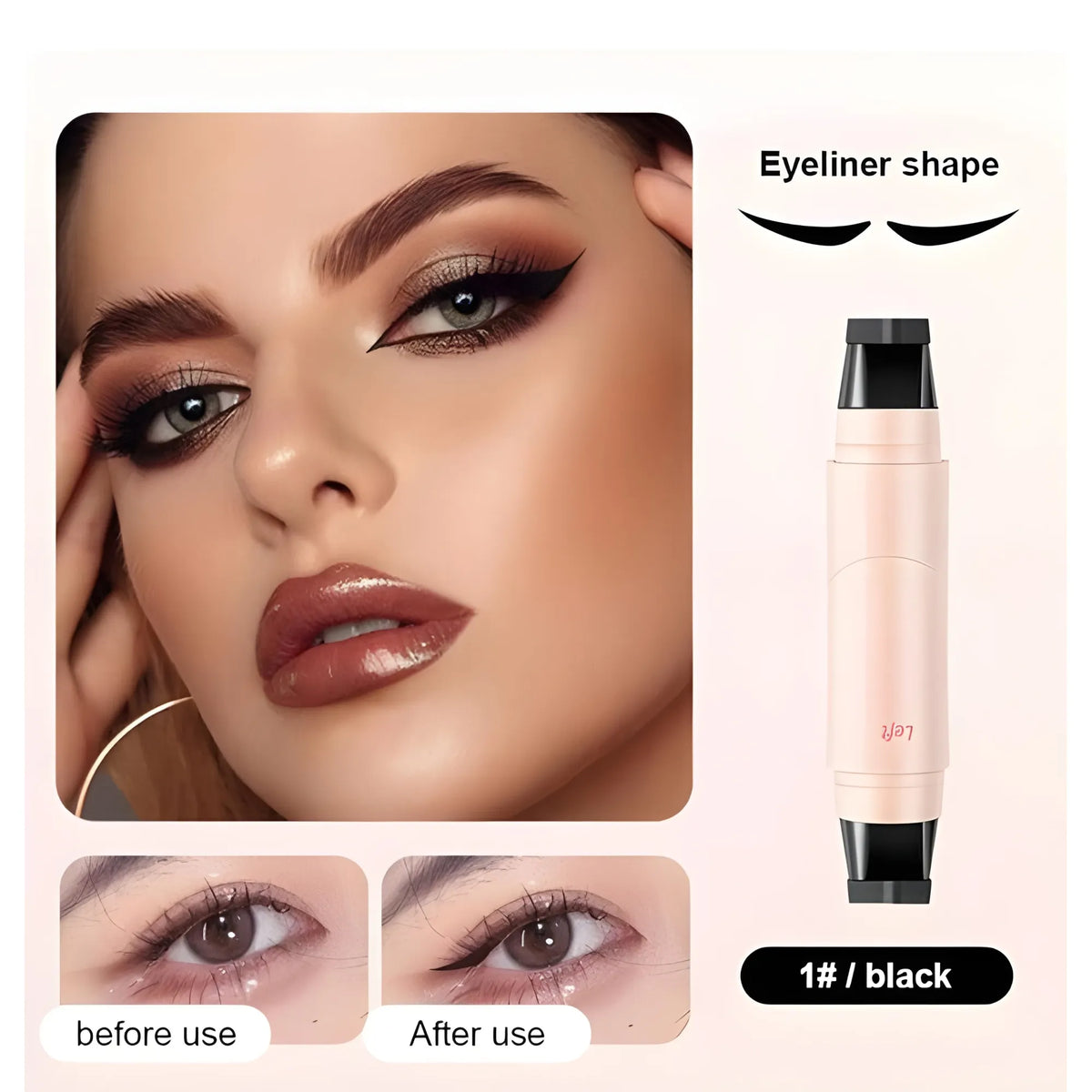 Plastic Winged Eyeliner Stamp (Pink-Black)