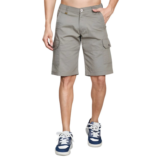 Men's Casual Cotton Solid Knee Length Cargo Shorts (darkgrey) | Men Signature Collection