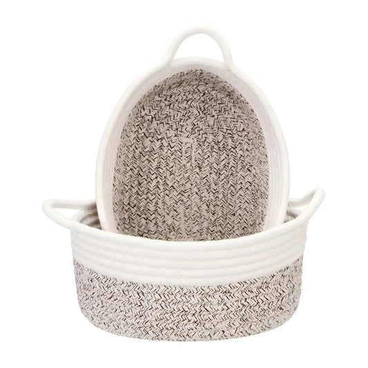 Cotton Kidi 2 Pcs Storage Basket For Clothes (White)
