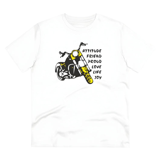 Men's PC Cotton Bike Ride Design Printed T Shirt (Color: White, Thread Count: 180GSM)