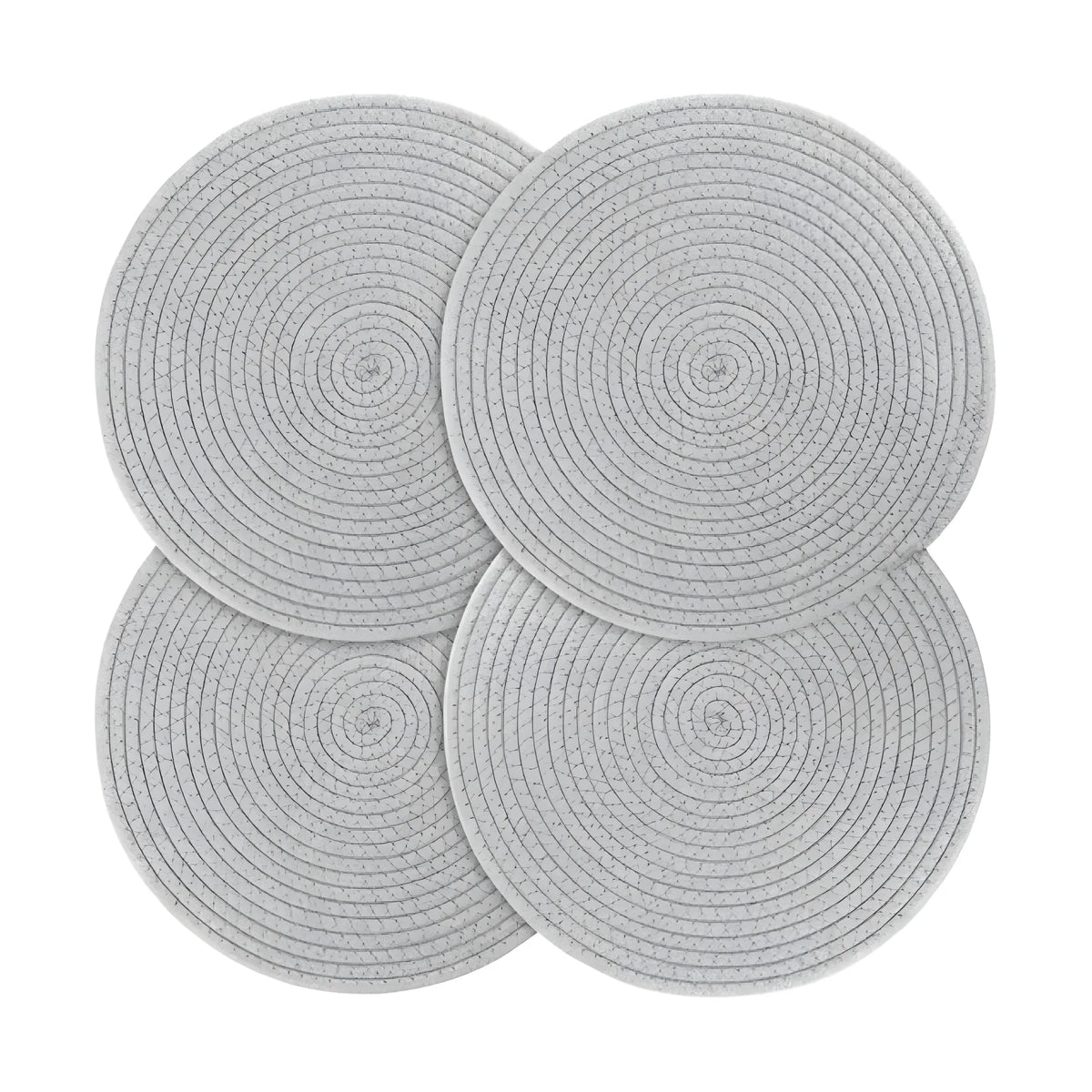 Cotton Dining Table Round Placemat Mats Set of 4 (Grey)
