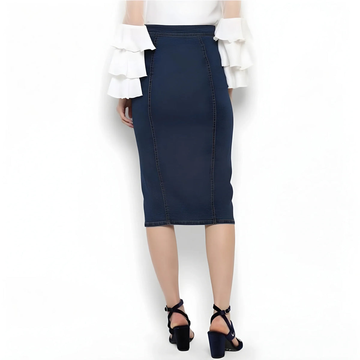 Women's Denim Front Button Buttoned Skirt (blue) | Women Signature Collection