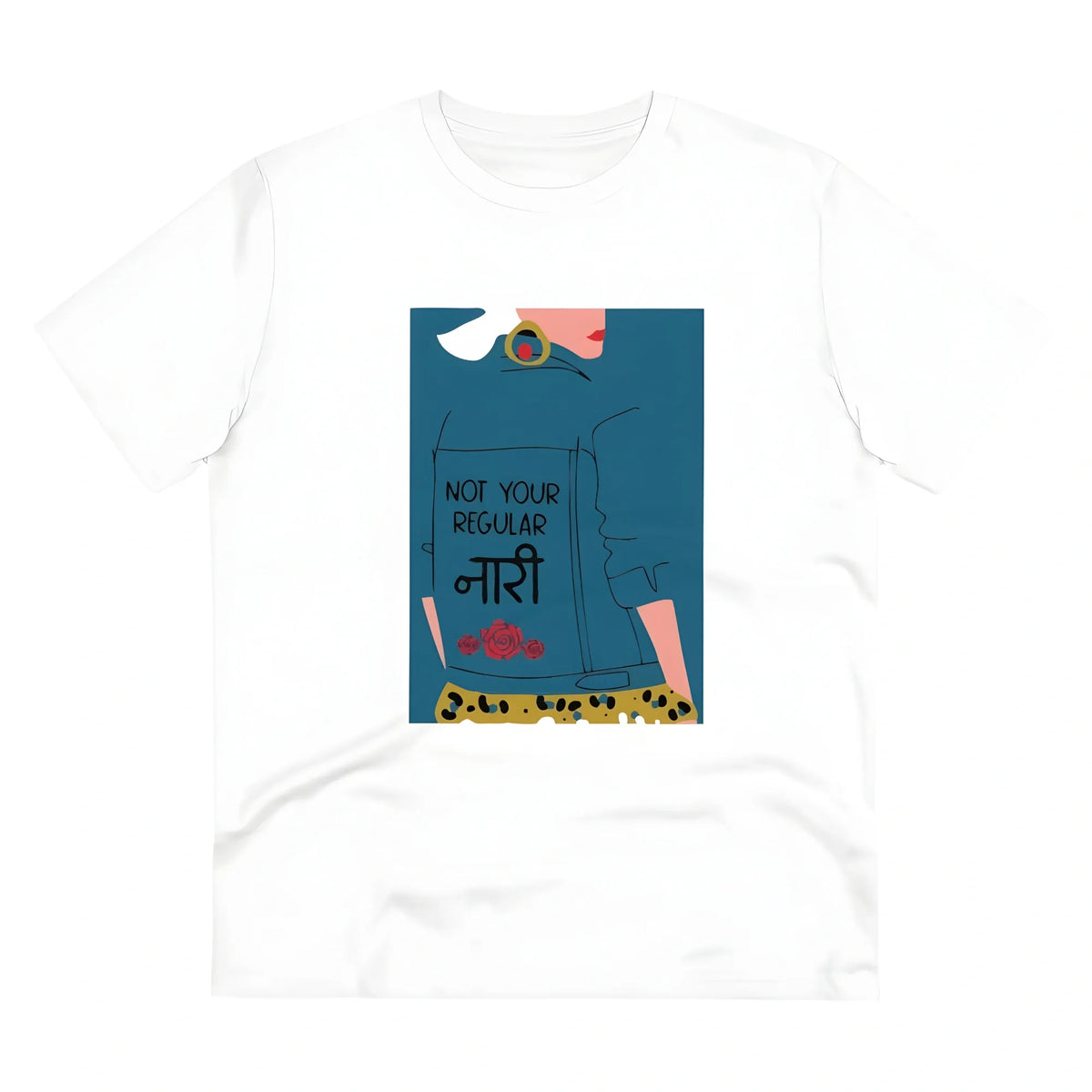 Men's PC Cotton Not Your Regular Naari Printed T Shirt (Color: White, Thread Count: 180GSM)