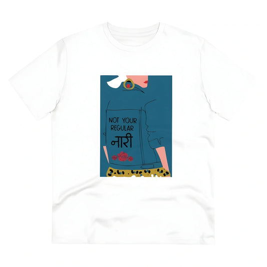 Men's PC Cotton Not Your Regular Naari Printed T Shirt (Color: White, Thread Count: 180GSM)