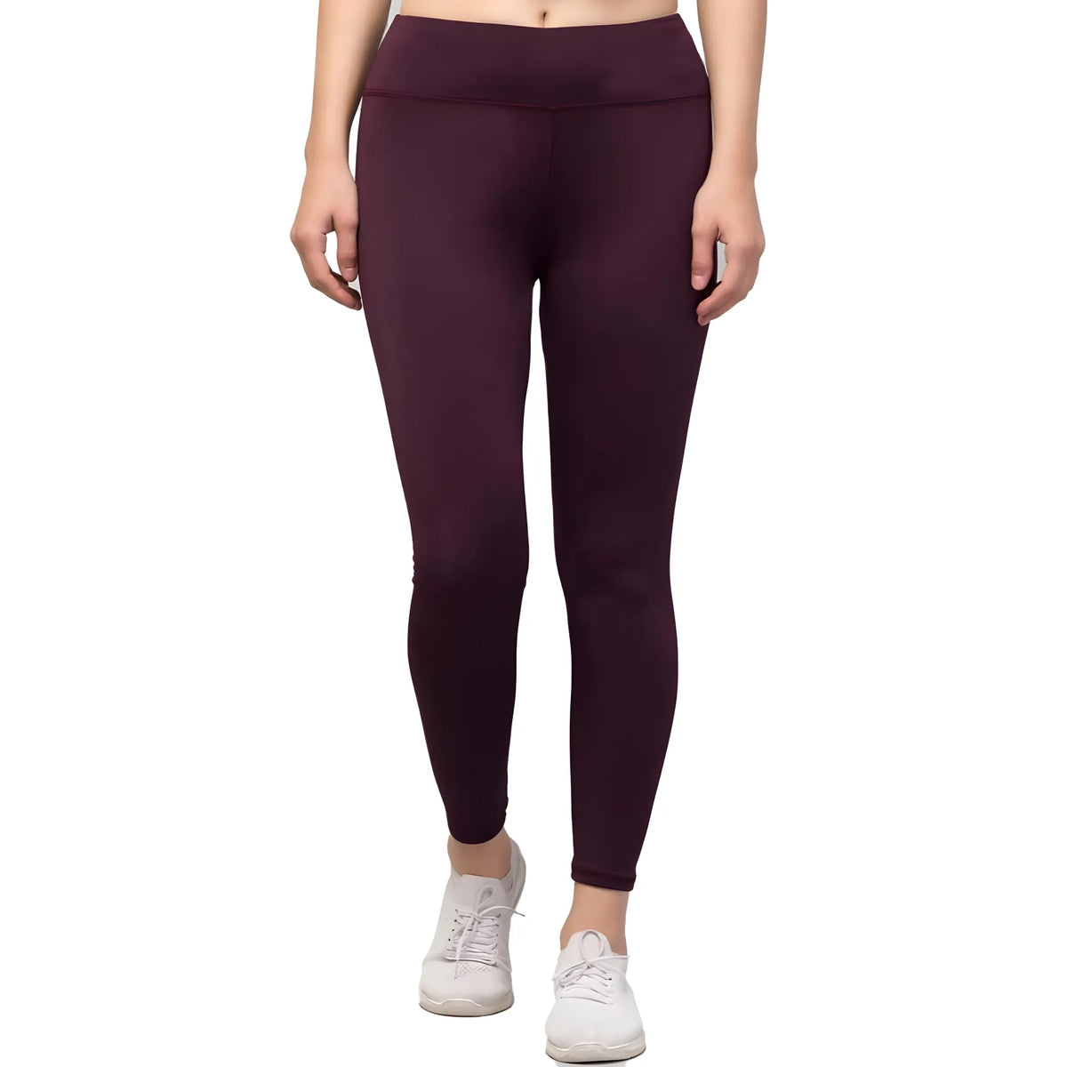 Women's Polyester Solid Ankle Length High-Rise Tights (Purple)