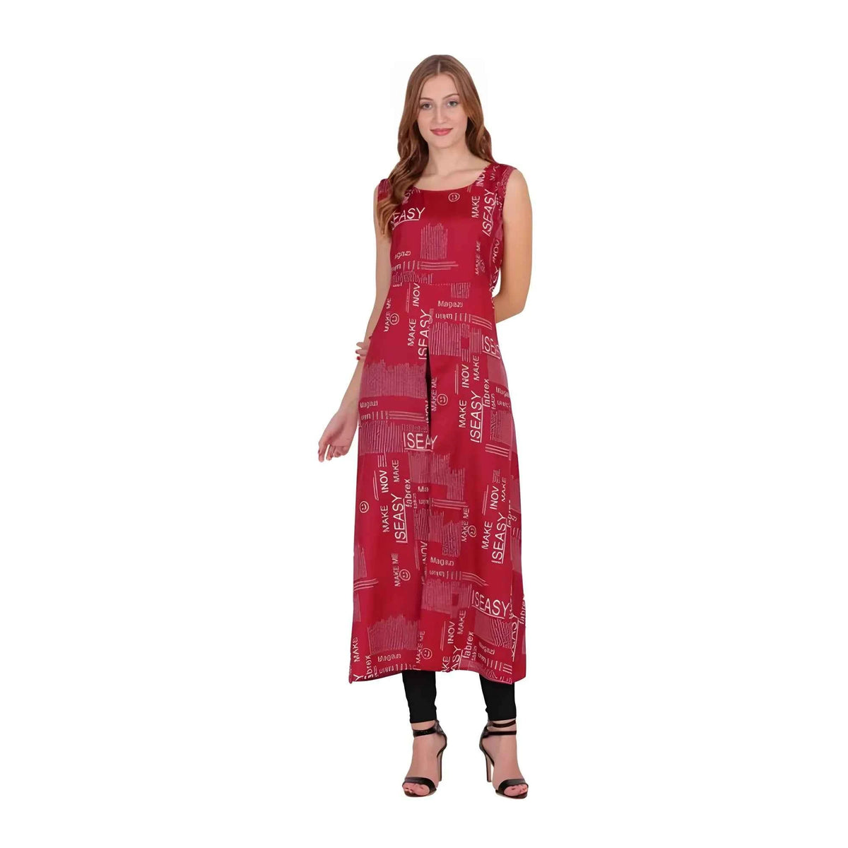 Mireya Casual Crepe Sleeveless Slit Dress