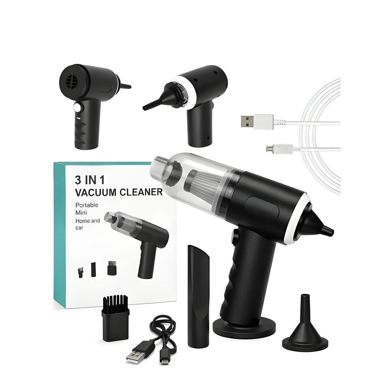Plastic 3-In-1 Vacuum Cleaner (Black)