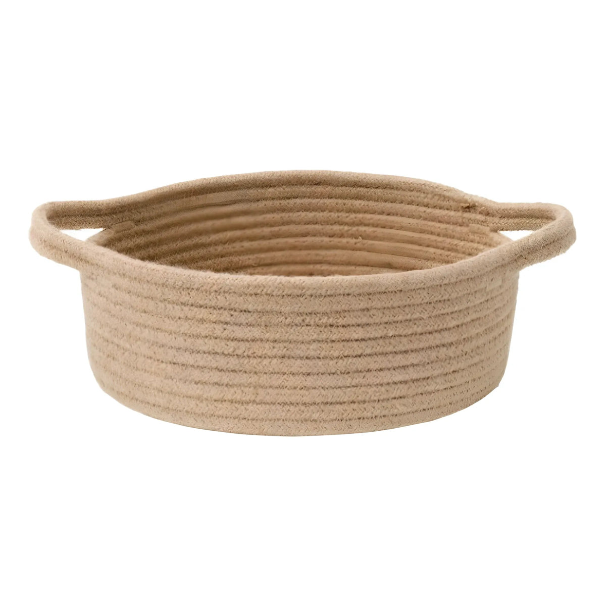 Cotton 8x3 Inch Round Bedside Organizer With Out Lid (Beige)