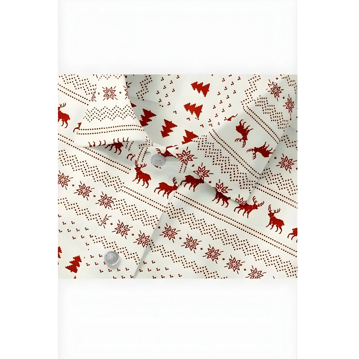 Men's Cotton Blended Printed Full Sleeve Shirt (White-Red)