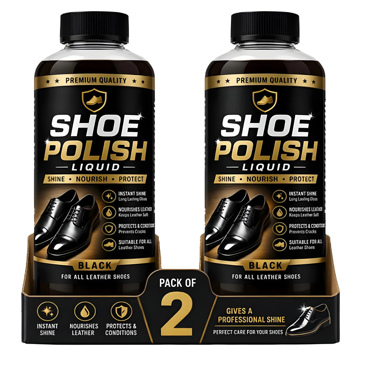 Pack of 2 Shoe Polish Liquid Bottles 100 ML
