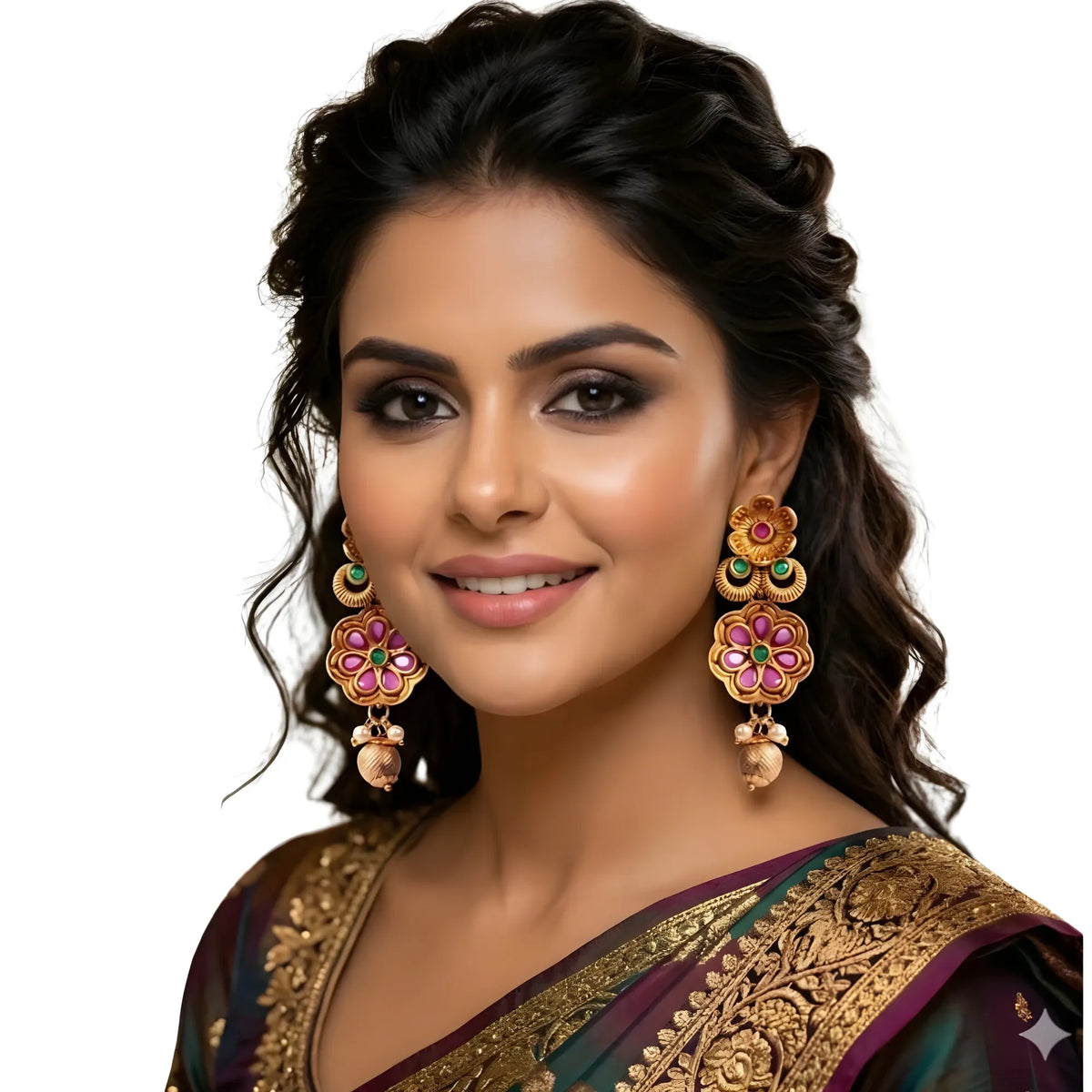 Women's Zinc Alloy Gold Plated Jhumka Earrings (Multicolor)