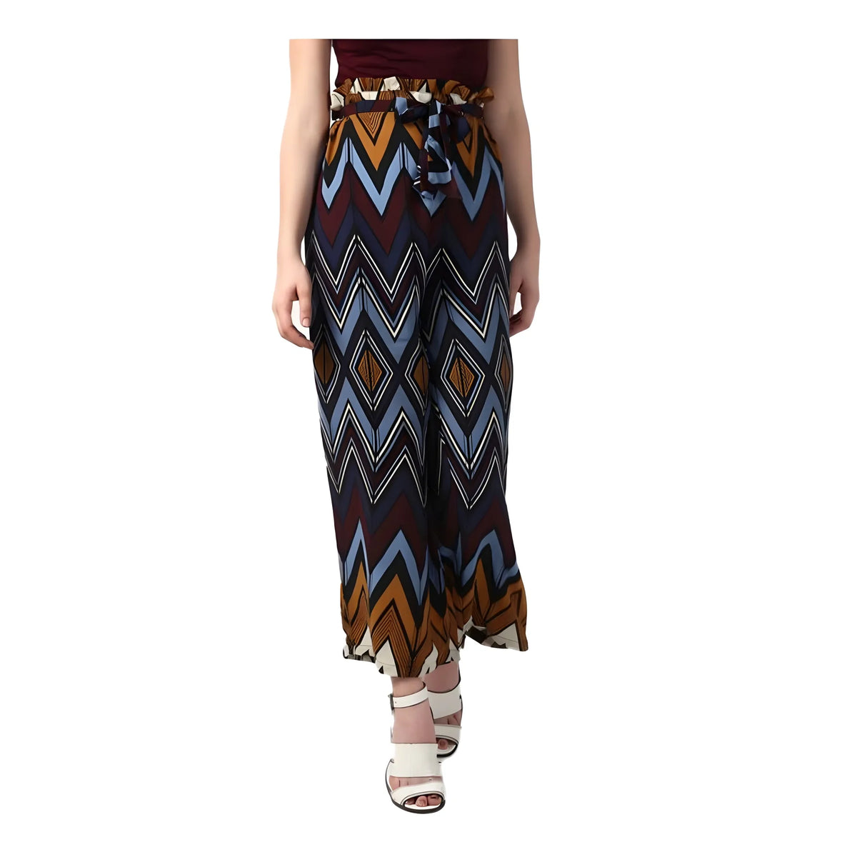 Women's Polyester Chevron Elasticated Trousers (multicolor) | Women Signature Collection