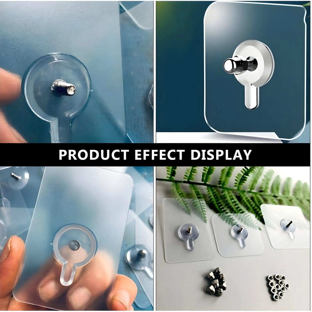 Pack of 10 Acrylic-Metal Wall Hook (Multicolor)