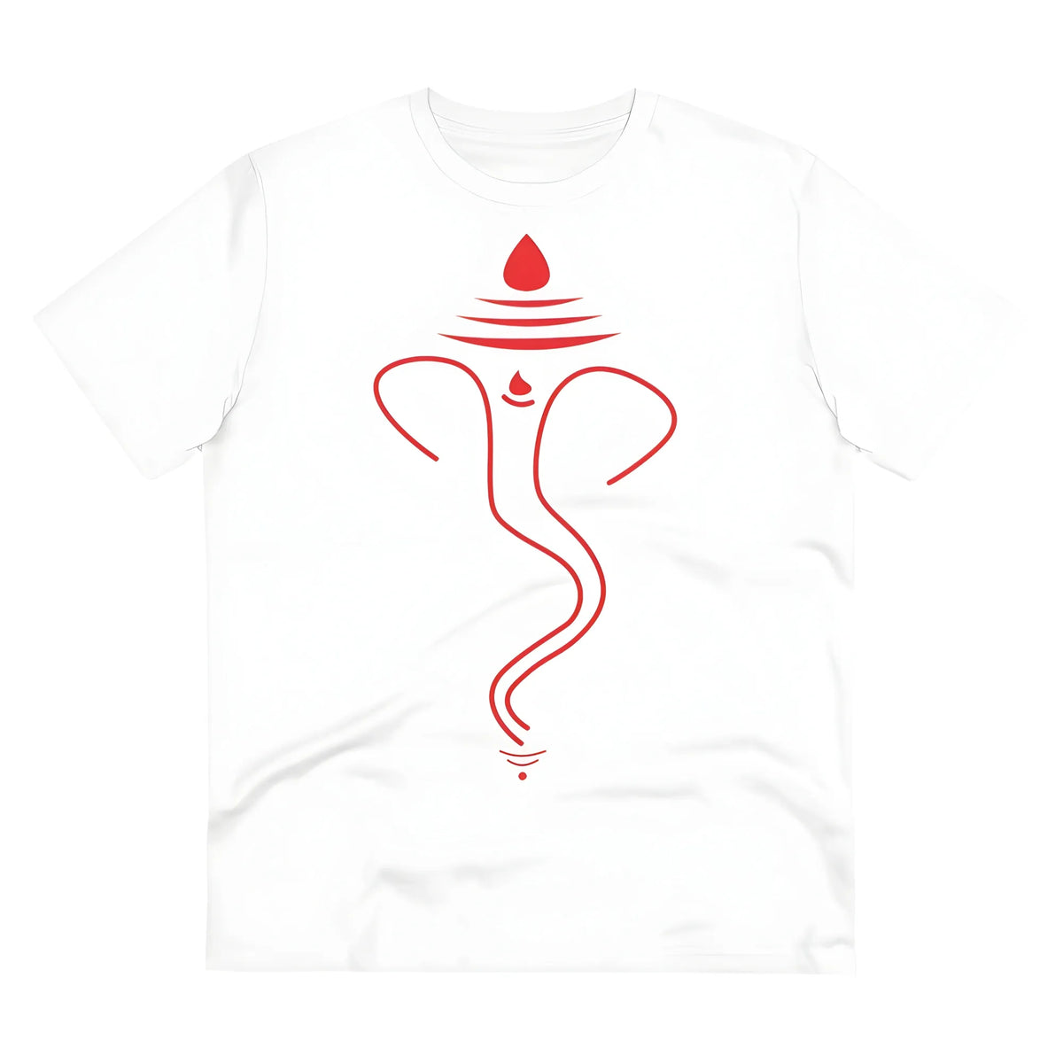 Men's PC Cotton Ganesh Printed T Shirt (Color: White, Thread Count: 180GSM)