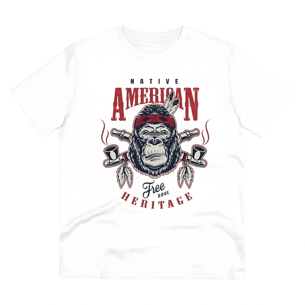 Men's PC Cotton Gorila Desing Printed T Shirt (Color: White, Thread Count: 180GSM)