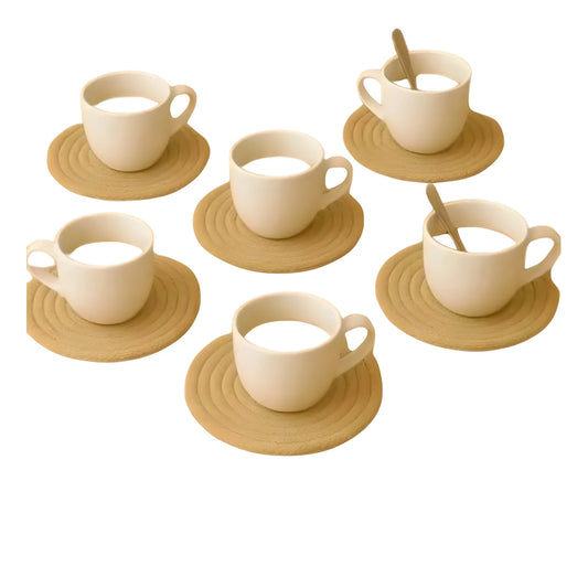 Cotton Rope Drink Coasters 6 Pcs Set (Beige)