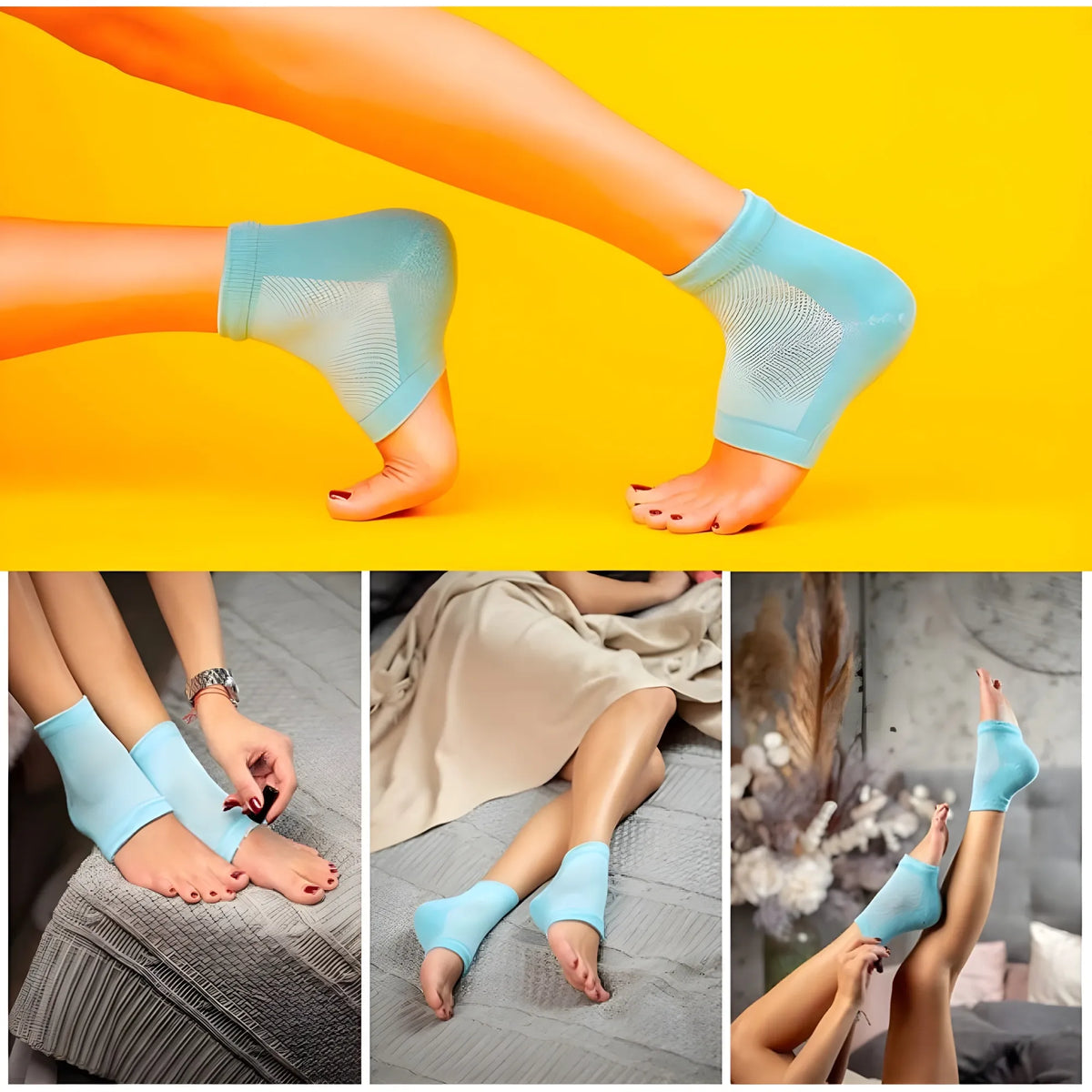 Pack of 2 Half Gel Cotton Heel Socks (Blue)