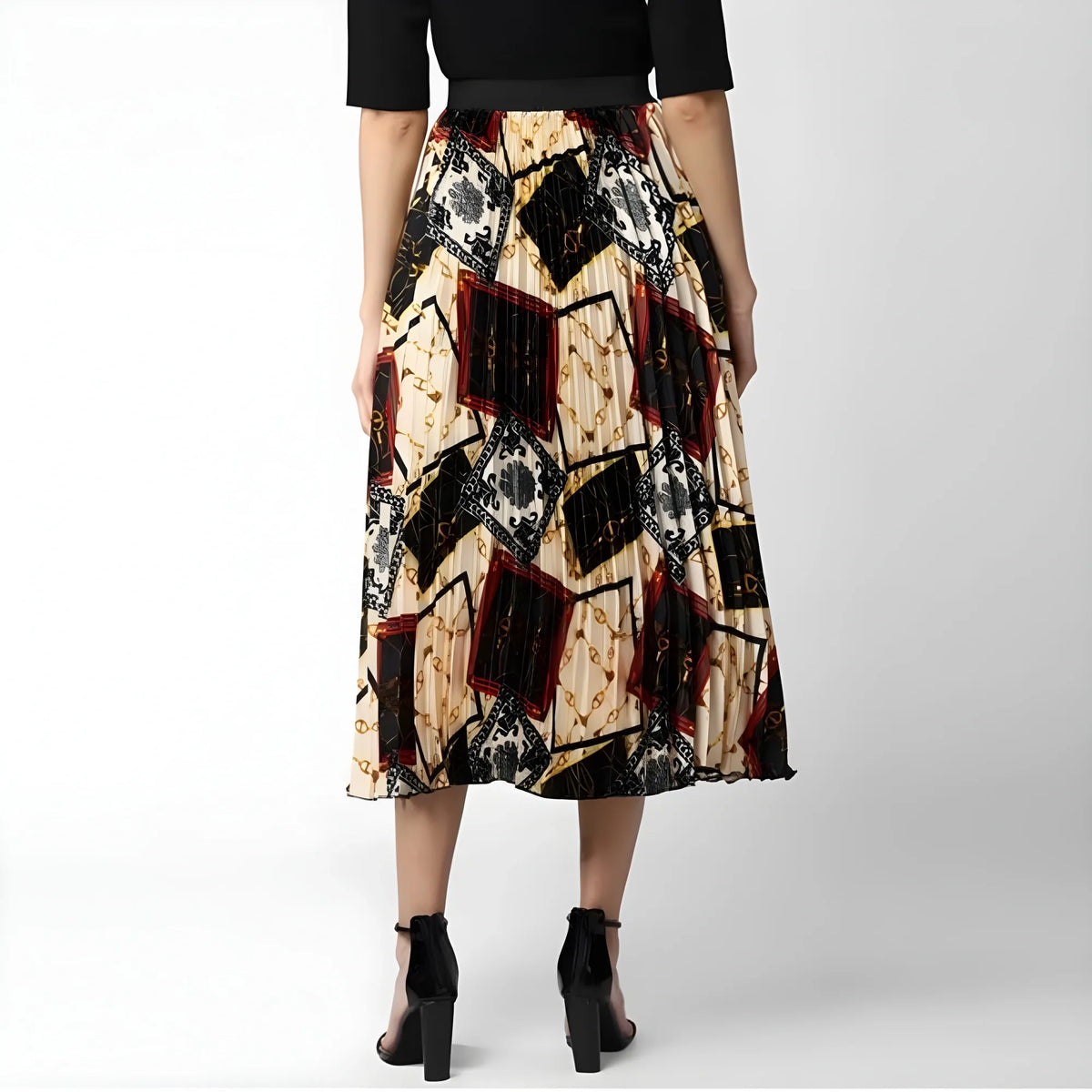 Women's Satin Pleated Elasticated Skirt (multicolor) | Women Signature Collection