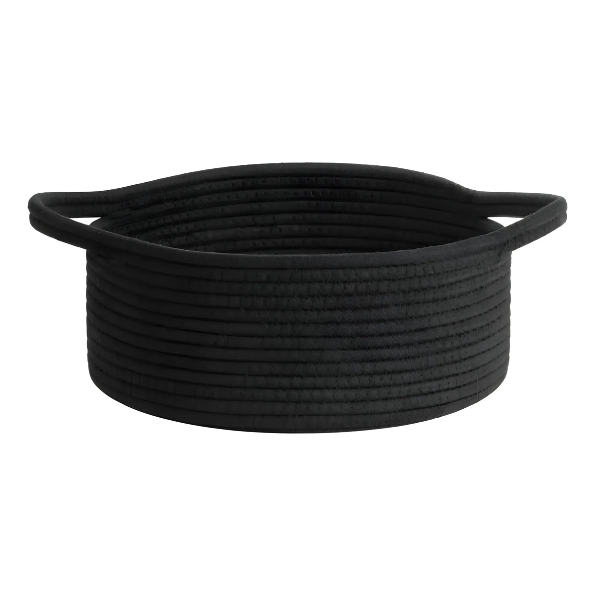 Cotton 8x3 Inch Round Bedside Organizer With Out Lid (Black)