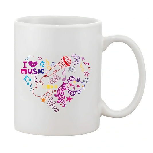 Printed Ceramic Coffee Mug - 1 Pieces, White, 11oz