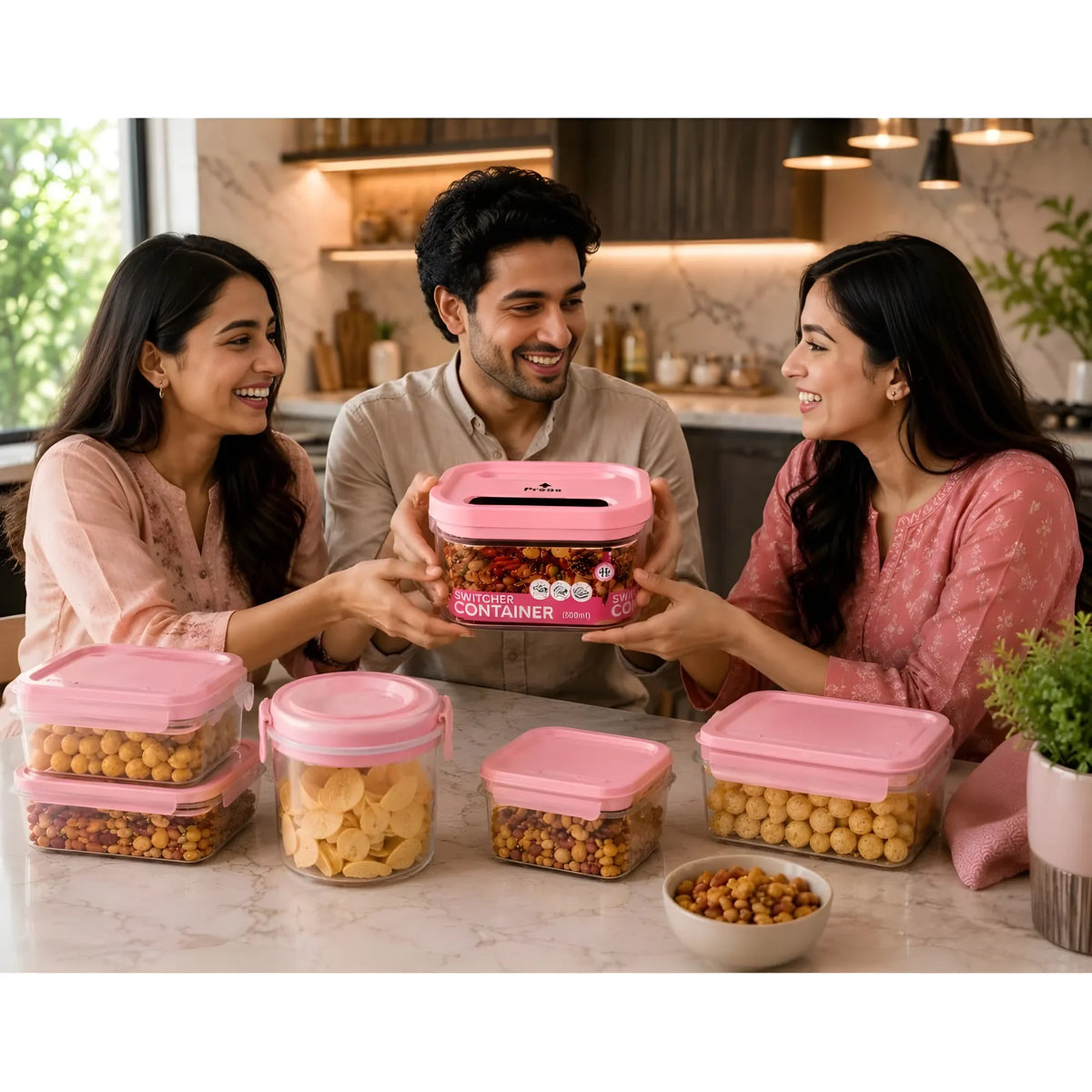 Pack of 1 Switchers Airtight Storage Container Set 500 ML (Pink)