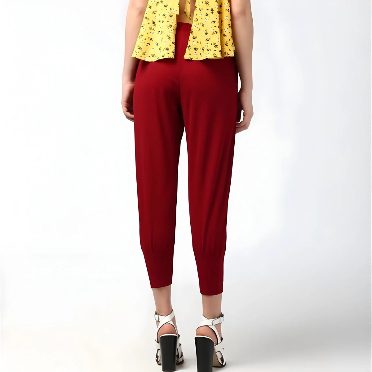 Women's Polyester Solid Elasticated Trousers (maroon) | Women Signature Collection