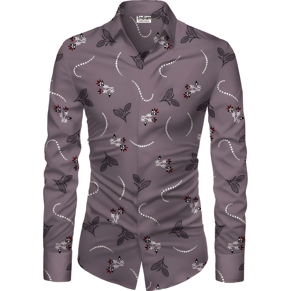 Men's Casual Floral Printed Cotton Blend Unstitched Shirt Fabric 1.6 Mtrs (Violet)