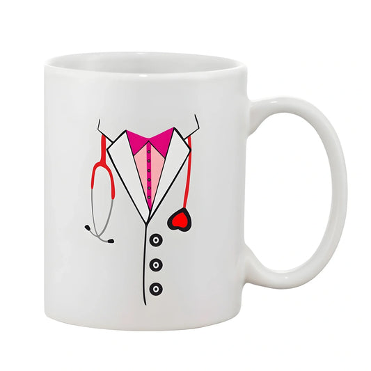 Printed Ceramic Coffee Mug - 1 Pieces, White, 11oz