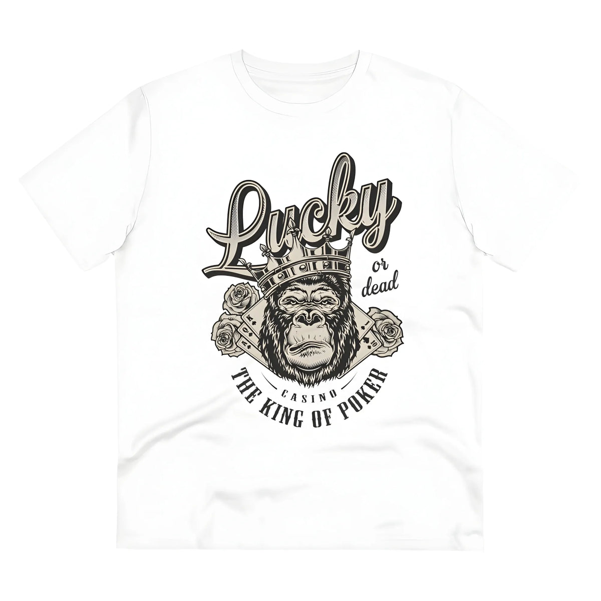 Men's PC Cotton Gorila Desing Printed T Shirt (Color: White, Thread Count: 180GSM)