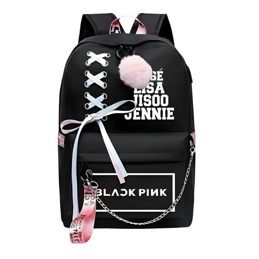 Unisex PU Leather Solid Medium Zipper Backpack (Black)