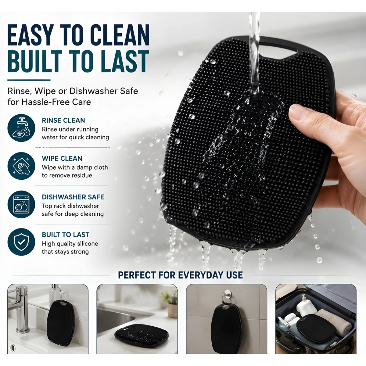 Silicone Body Scrubber Bath Brush (Black)