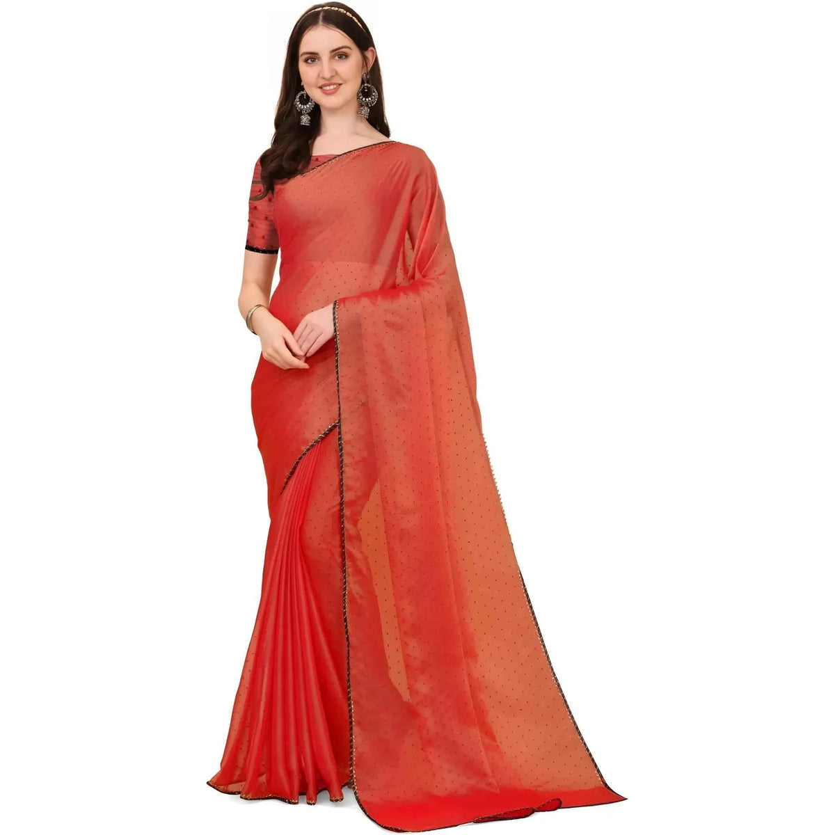 Vanya Silk Blend Embellished Saree With Unstitched Blouse