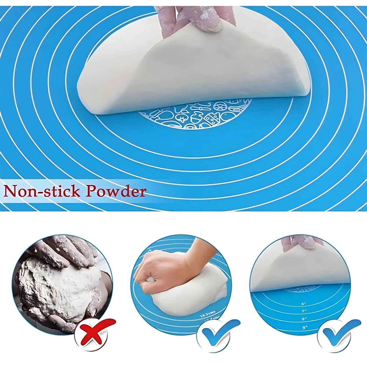 Pack of 3 Silicone Roti Mat (Blue)