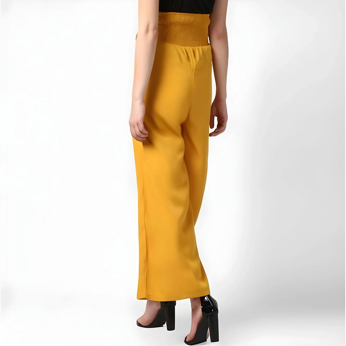 Women's Polyester Solid Smocked Trousers (yellow) | Women Signature Collection