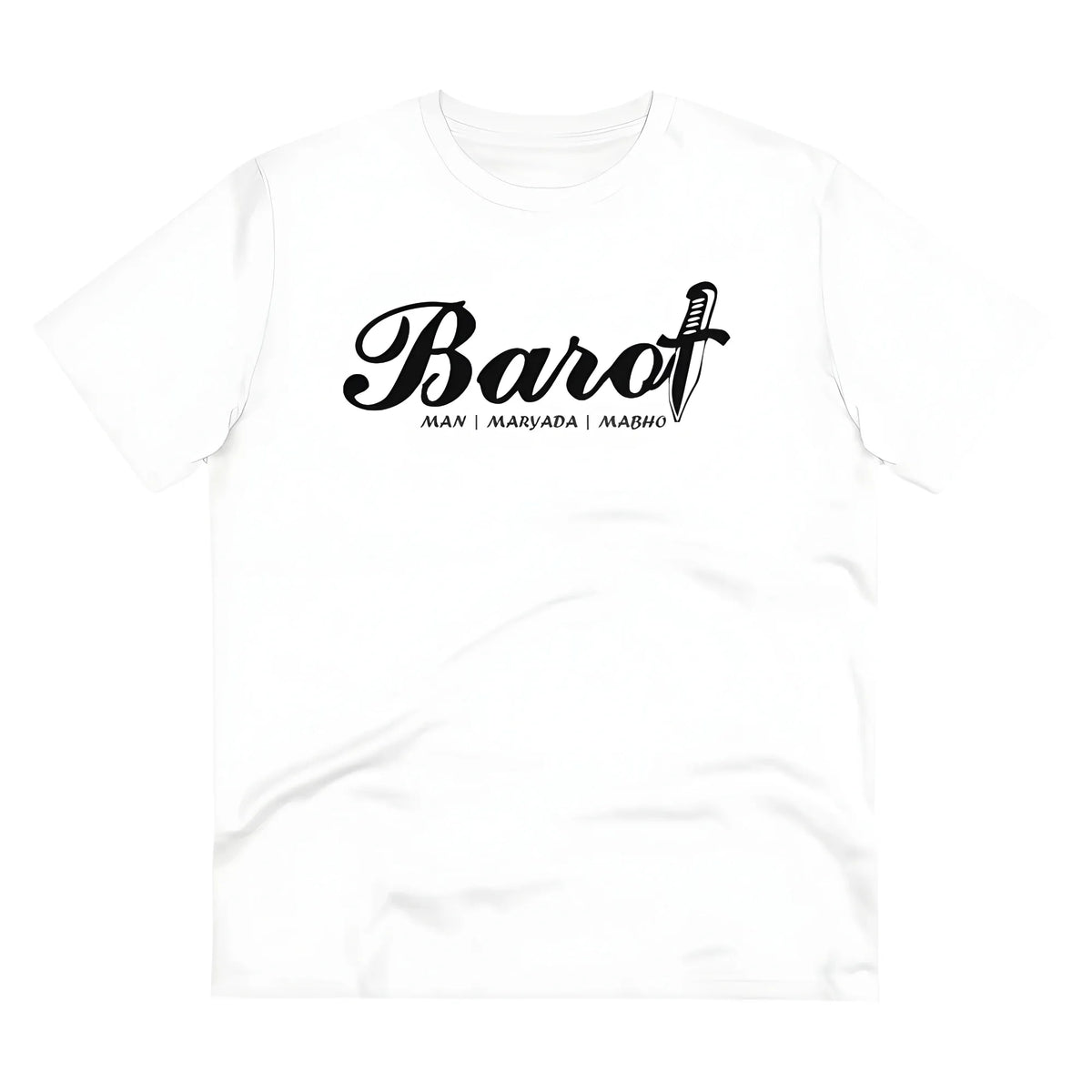 Men's PC Cotton Cast Design Barot Printed T Shirt (Color: White, Thread Count: 180GSM)