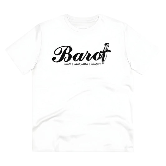 Men's PC Cotton Cast Design Barot Printed T Shirt (Color: White, Thread Count: 180GSM)