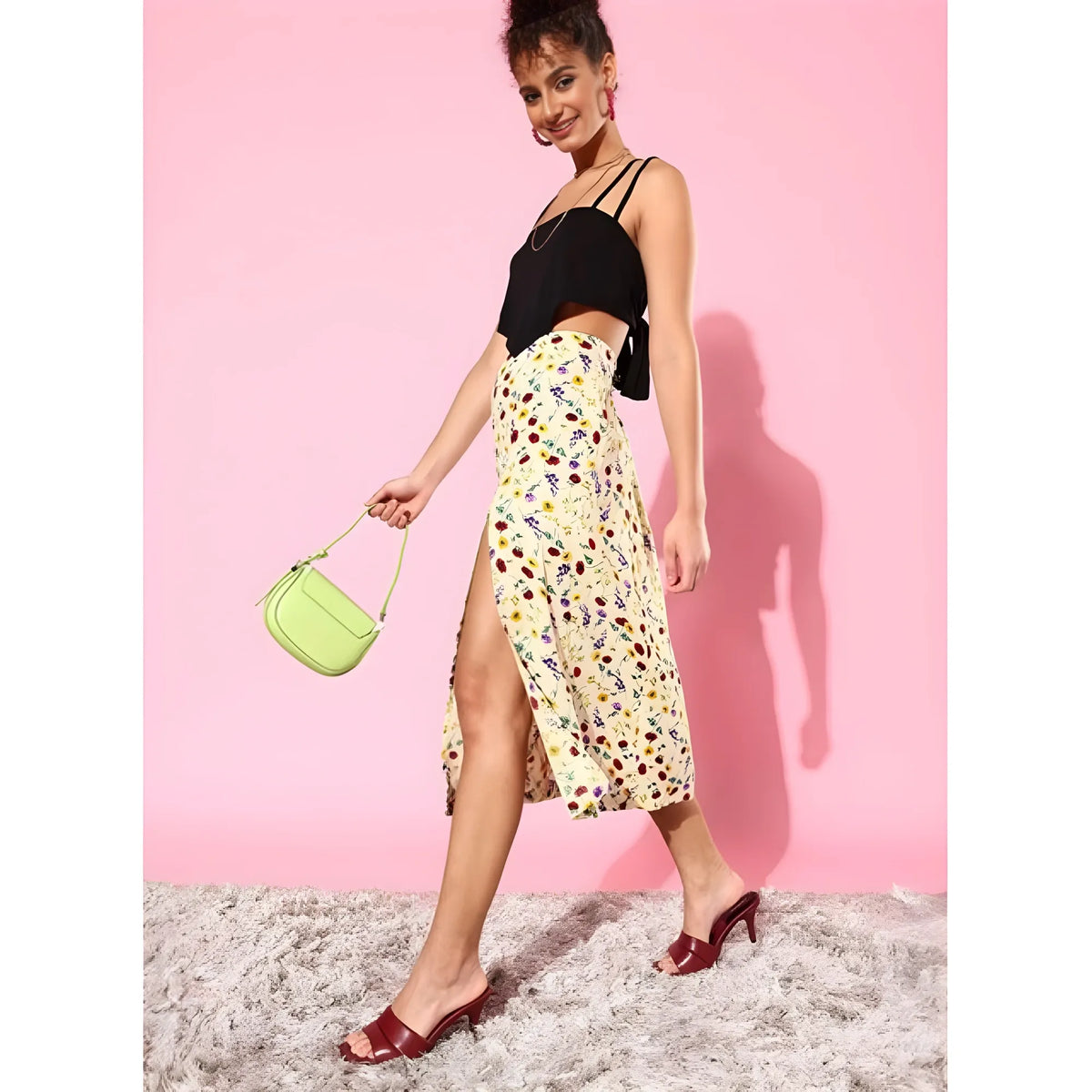 Women's Polyester Floral Side Zip Skirt (multicolor) | Women Signature Collection