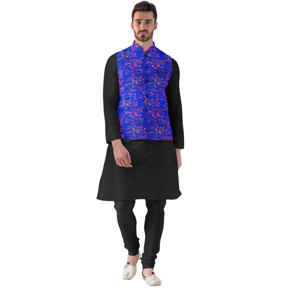 Men's Jacquard Printed Full Sleeve Waistcoat (blue) | Men Signature Collection
