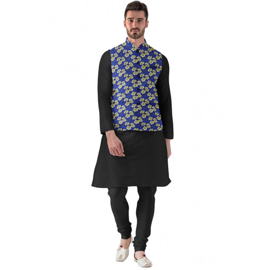 Men's Jacquard Printed Full Sleeve Waistcoat (blue) | Men Signature Collection