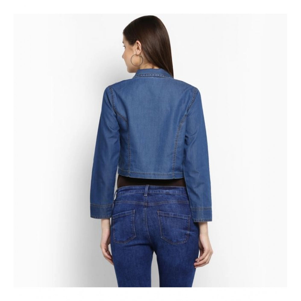 Women's Denim Pleated 3 4th Sleeves Shrug (blue) | Women Signature Collection