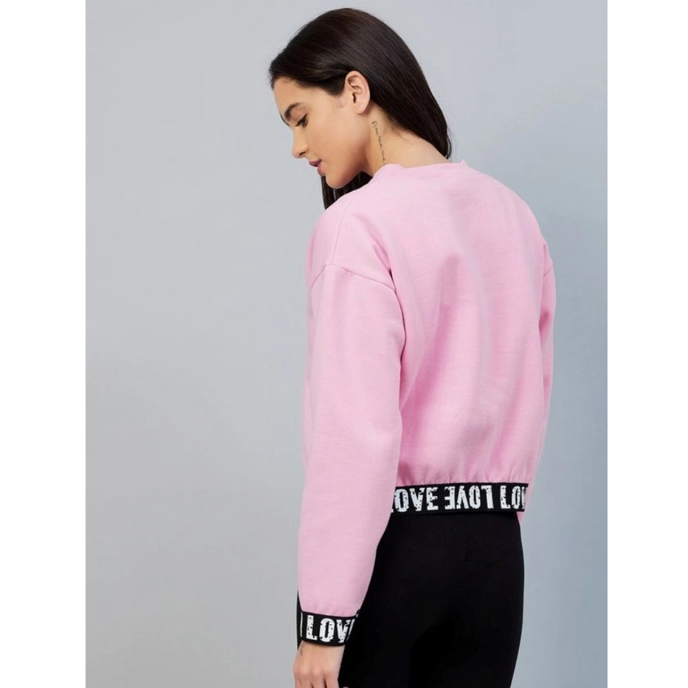 Women's Fleece Solid Long Sleeves Sweatshirt (pink) | Women Signature Collection
