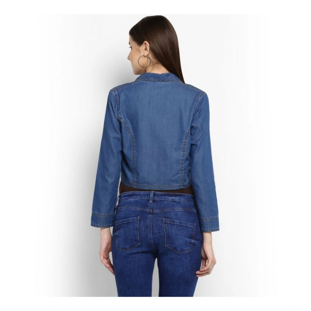 Women's Denim Solid 3 4th Sleeves Shrug (blue) | Women Signature Collection