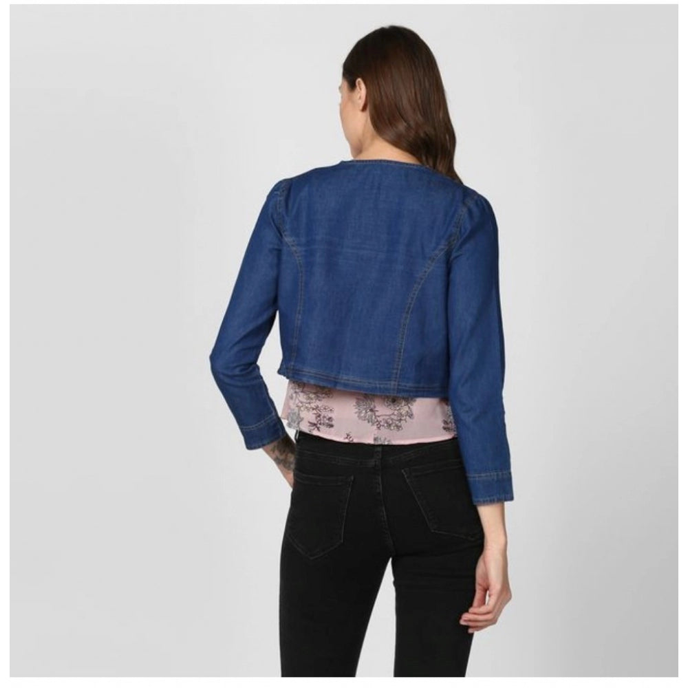 Women's Denim Ruffled Long Sleeves Shrug (navy Blue) | Women Signature Collection