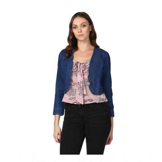Women's Denim Ruffled Long Sleeves Shrug (navy Blue) | Women Signature Collection