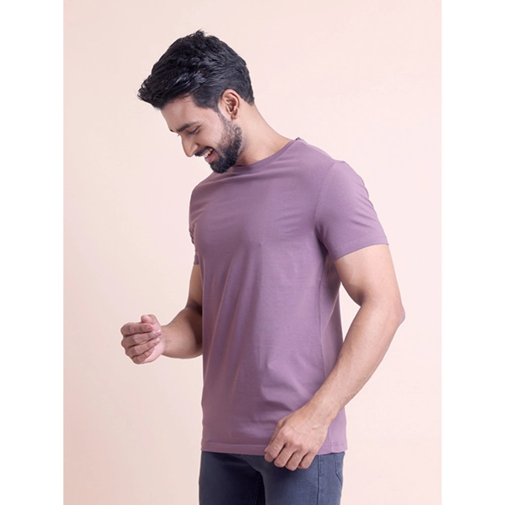 Men's Casual Cotton Solid Half Sleeve Round Neck T Shirt (berry) | Men Signature Collection
