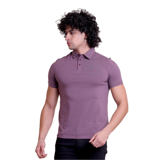 Men's Casual Cotton Solid Half Sleeve Polo Neck T Shirt (berry) | Men Signature Collection